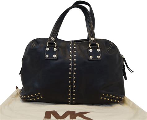 black michael kors handbag with gold studs